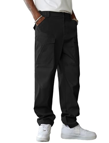 ZAFUL Men's Baggy Cargo Pants Elastic Waist Drawstring Parachute