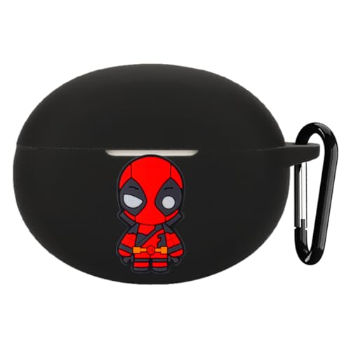 Image of Silicone Case Compatible with Oneplus Buds 4 (2025), Soft Silicone 360 Full Protection Dust-Proof Shockproof Case Cover with Hook (Cover Only) (Cool Deadpool)