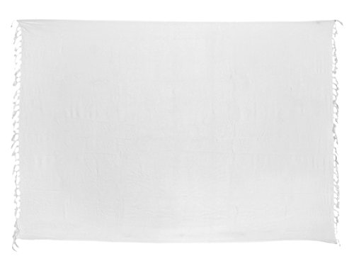 Ciffre Premium Sarong Pareo Wickelrock Strandtuch Lunghi Dhoti Schlicht Blickdicht Weiß + Schnalle