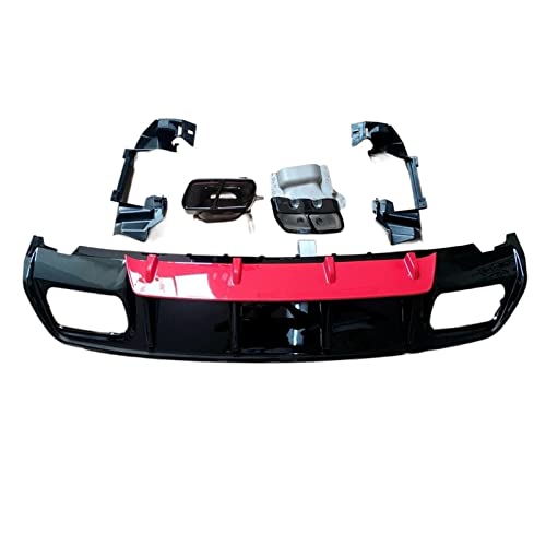 Compatible for Mercedes-Benz W176 Hatchback 4 Door 2015-2018 A45 AMG A180 A200 Rear Diffuser Lip Spoiler (Color : Red with Black Tip)