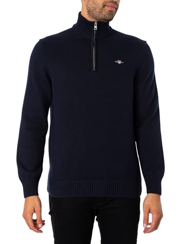 GANT Herren Casual Cotton Halfzip Pullover, Evening Blue, M EU