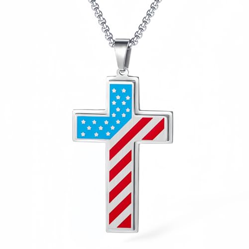 Love and Peace World Series Cold Enamel Hand-Painted and Polished Cross Pendant Necklace for Men Metal Cross Pendant Necklace