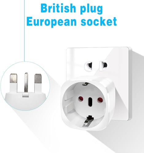 2 Pack Reiseadapter UK Adapter England Deutschland Stecker, Travel Adapter UK, Reisestecker Typ G Steckdose… – Ansicht 2