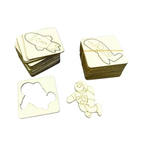 Oshhni 48 plantillas de dibujo para niños, manualidades educativas, plantillas de pintura compactas de madera