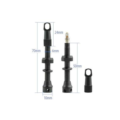 Tapones de válvula para bicicleta Presta Tubeless 50mm con herramienta para quitar núcleo de válvula, apto para MTB y carretera miniatura 6