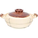 Lurrose Cacerola China de Barro Asa Individual 05L para Guisos y Sopas Olla Doméstica Pequeña Blanca para Cocina Tradicional y Arroz Cocido