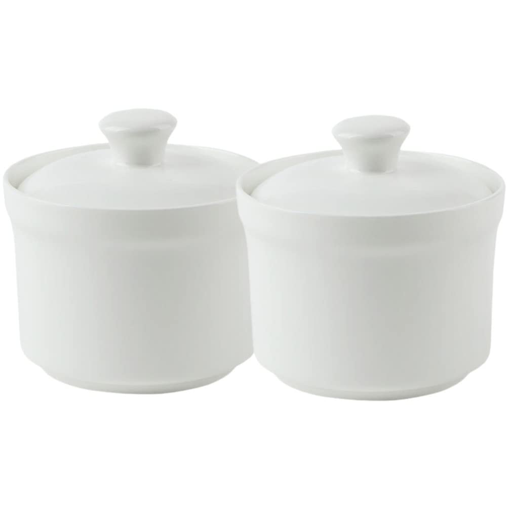 2 Stück Keramik-Eintopf mit Deckel, Dampf-Suppenschüssel, Eierpudding-Schüssel, Servier-Rührschüssel, Dampfbecher, Backgeschirr, Auflauf, Kochgeschirr für Suppe, Nudeln, Reis,