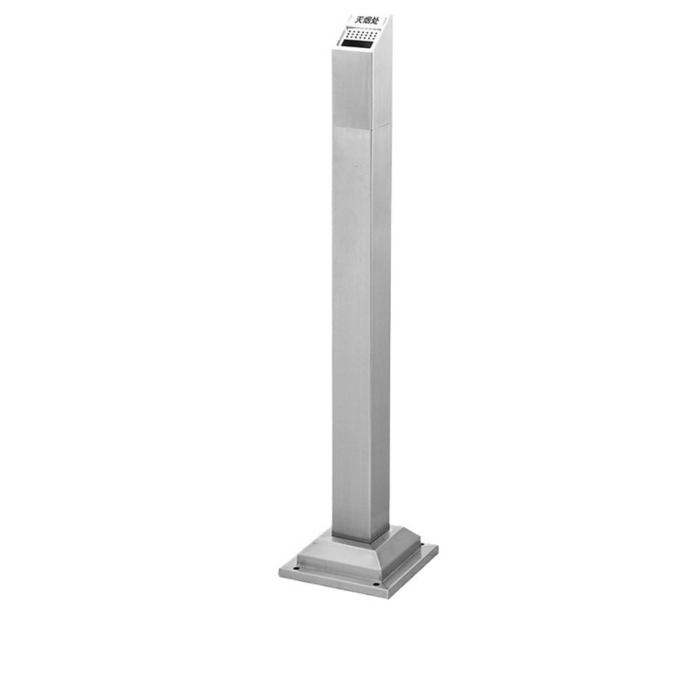 OWOHYG Ashtray Trash Can Silver Outdoor Floor Standing Ash Column Cigarette Extinguisher Bucket Cigarette Butt Collection Stainless Steel Outdoor Ashtrays For Cigarettes.