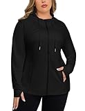 FOREYOND Plus Size Workout Jacket for Women Full Zip Up Lightweight Athletic Jackets Running Gym Yoga with Thumb Holes