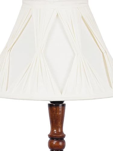 Image of Devansh Curtain Pleated Off-White Cotton Wooden Floor Lamp -36
