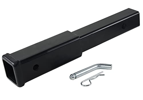 TOPTOW Trailer Hitch Extender, 12 in Extension Length, 2 X 2 Receiver Tube Openning, Fits for 2 inch Receiver, 3500lbs, with 5/8 inch Hitch Pin and Clip - Thumbnail 2