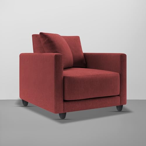 Image of Casaliving Dominic 1 Seater Sofa Set for Living Room (Maroon Fabric) Premium Fabric Sofa