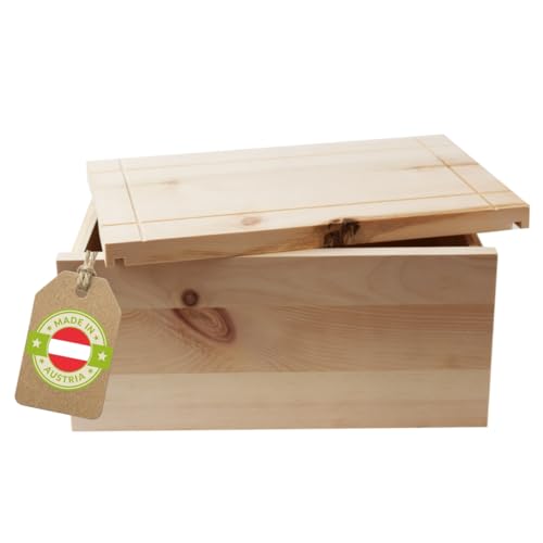 4betterdays.com NATURlich leben! Premium Brotdose aus massivem Zirbenholz - Brotkasten mit abnehmbarem Deckel inkl. Einlegegitter- plastikfrei & nachhaltig - Handarbeit aus Österreich