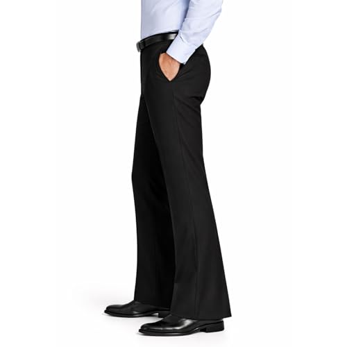 Image of Men's Black Bootcut Trouser, Bar Vi Fabric, Tailored Fit, Stretchable Formal Pant (in, Numeric, 28)