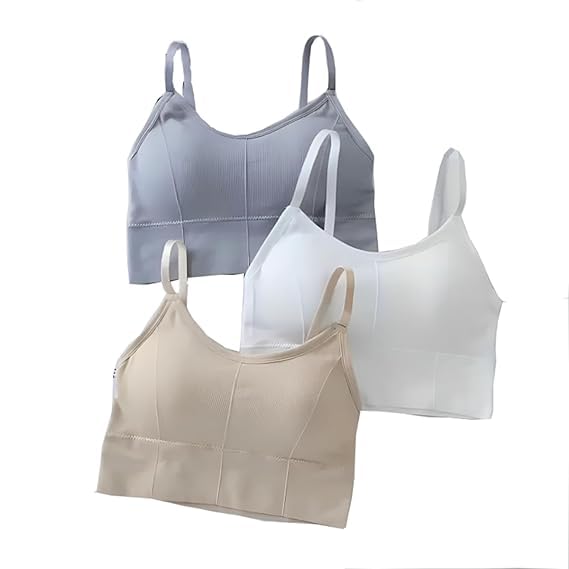 acnos 7 Colors Women Cotton Padded Wire Free Sports Bra wearring Every Day Fitness Yoga and Gymwear Fashionable Lifestyle Outdoor Life Free Size Pack of 3 Size 28-32-picture-53