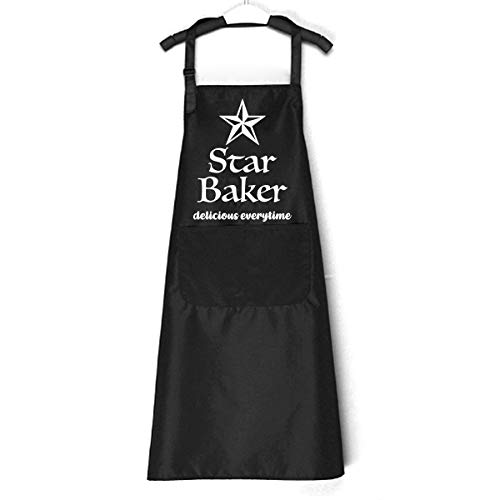 Chillake Cute Baking Aprons for Women Men Black Kitchen Chef Apron with Adjustable Neck Strap Gift Best Gifts for BirthdayThanksgiving DayChristmas