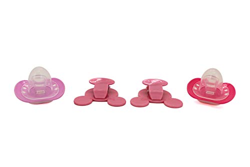 Image of Disney Cudlie Minnie Mouse Baby Girl 4 Pack of 2 Pacifiers & 2 Clips with Hearts for Min Print