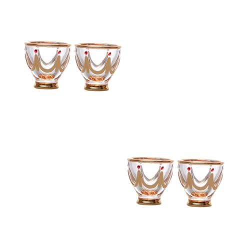 SMASOLO 2 Series Copas De Cristal Para Vino Con Base Gruesa Diseño Vintage Pintado Mano Copa De Licor Elegante Color Dorado Para Bebidas Y Decoración 2 Piezas X 2