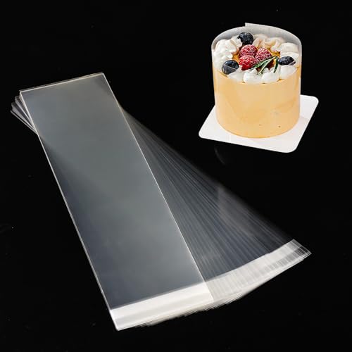 Cake Collar Transparent Cake Rolls Clear Cake Strips DIY Acetate Sheet Surrounding Edge for Baking Decorate Chocolate Mousse Cake Elegant Cake Wrapping 100pcs 2.6x 10.2