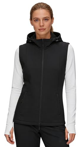 GGleaf Women's Lightweight Hooded Softshell Vest Jacket