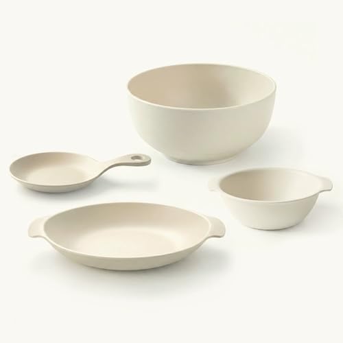CTTPEG Juego de vajilla de plástico reutilizable de 4 piezas, juego de platos y cuencos irrompibles, apto para lavavajillas para uso diario