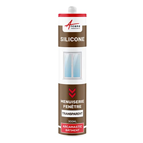 Mastic silicone, fenêtre, menuiserie, étanchéité - 300 ml x 1 Transparent - ARCANE INDUSTRIES