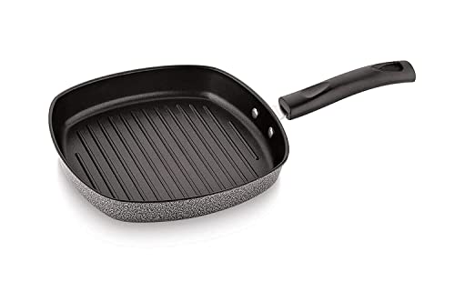 DeeZ – Style With Elegance Non-Stick Aluminium Square Grill Pan 23cm, Black & Grey