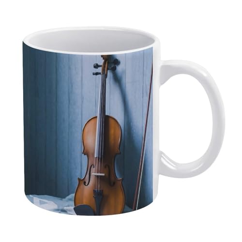 マグカップ おしゃれ バイオリン 楽器 コーヒーカップ 陶器 丈夫 マグ カップ 食器 直径8.2×高さ9.6cm 330ml 軽い 気軽に使える コーヒーマグ インテリア アウトドア 綺麗 ジュース お茶 新生活 雑貨 台所 飲食店 家庭用 かわいい 誕