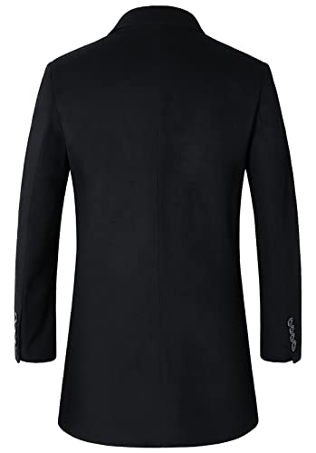 Image of chouyatou Men's Mid-Length Single Breasted Wool Blend Top Coat (Small, Notch-Black)