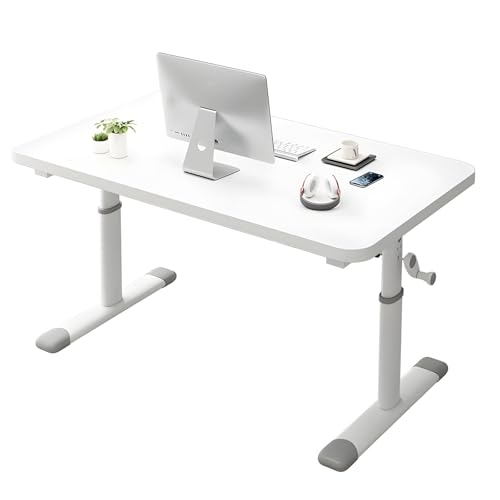 YASICA 昇降式デスク 高さ調節 65-90cm 手動昇降テーブル 静音 パソコンデスク テーブル リビングデスク 多機能 おしゃれ ゲーミングデスク 作業机 家庭学習机 簡単組立 在宅ワーク 会議室 オフィス ベッドルーム用 (ホワイト)