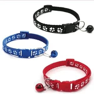 PhotoWalaa Set of 3 Adjustable Paw Cat Collar with Bell for Kittens, Cats & Small Pets | Soft, Safe Pet Collar | Lightweight, Comfortable & Durable (Black, Dark Blue, Red)-image-12