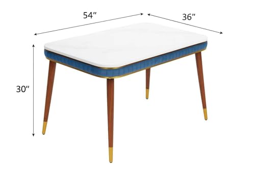 Image of WOODEN SPACE Majestic 4 Seater Wooden Dining Table Set | Urban Marble Top Dining Table with Chairs for Dining Room & Kitchen (Brown 1)