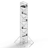 Profigerüst: ALTEC AluKlik® 2.0 1300 XXL, Arbeitshöhe 13m, 135cm Breite, TÜV, Made in Germany, 25cm höhenv. Ø150mm Rollen, Alu Gerüst Rollgerüst Fahrgerüst Baugerüst Faltgerüst Arbeitsplattform