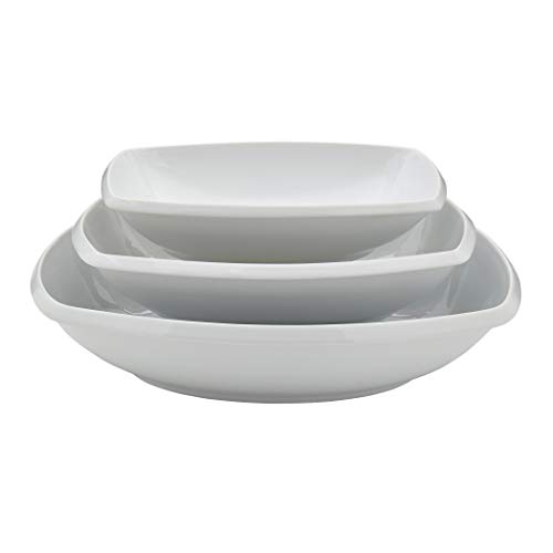 Denmark White Porcelain Chip Resistant Scratch Resistant Commercial Grade Serveware, 3 Piece Rectangular