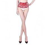 KTLCNDF Pantimedias de aceite brillante for mujer, medias transparentes de 1 denier, cintura alta, sin costuras, medias suaves y sedosas(Butterfly Red+skin)