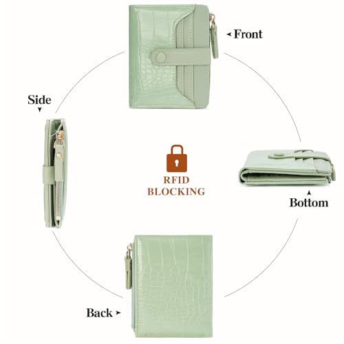 Image of Small Wallet for Women Leather Card Holder Bifold Ladies Wallets with Zipper Change Pocket ID Window