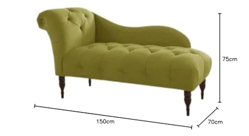 Image of Luxury Velvet 2 Seater Chaise Lounge Sofa - Tufted Chesterfield Modern Couch with Button Tufted Back Elegant Lounge Couch for Living Room, Bedroom, Office