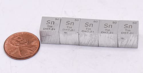Image of 0.39 inch 10mm Tin Stannum Sn Metal Cube up to 99.9% Pure Periodic Table Element Engraved Density Collection Science Education Display Block Cube + Acrylic Case Box - 1PC