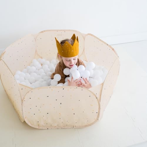 3 Sprouts – Bällebad für Babys und Kinder – Sicheres Bällebad für Babys ab 3 Jahren – Für den Innenbereich (Bälle Nicht im Lieferumfang enthalten) - Beige (Terrazzo beige)