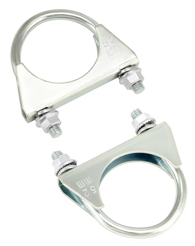 QWORK U-Bolt Muffler Tip Exhaust Hook 2 Pack 2 OD Universal Silencer Clip Stainless Steel Pipe Clamp
