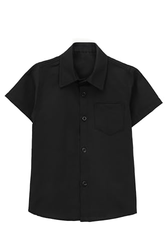 Lilax Boys' Button Down Shirt Solid Short Sleeve Classic Solid Oxford Dress Shirt