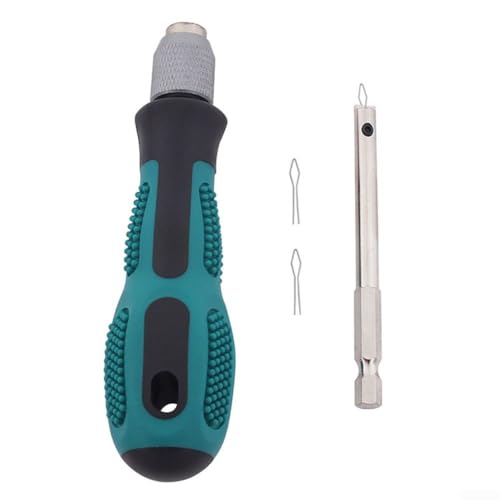 Gdfnmogo Herramienta de inserción de pezón de radios de bicicleta de acero inoxidable para ruedas de doble llanta, broca de 8 cm con mango y 3 anillos de retención, accesorio de mantenimiento portátil