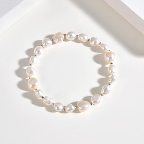 ZVVBOO Real Pearl Stretch Bracelet for Women – Freshwater or Baroque Pearls with Gold or 925 Silver Spacer – Jewelry Gift2