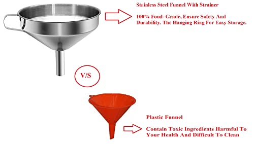 Bridge2shopping 15 CM Stainless Steel Funnel with Detachable Strainer