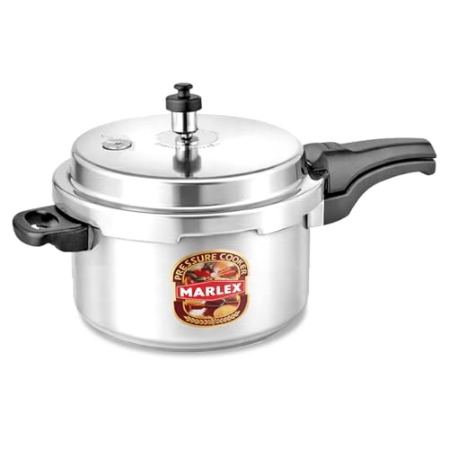 Image of Marlex Deluxe 7.5 Litre Outer Lid Aluminum Pressure Cooker | Gas Stovetop Compatible Cooker, Non Induction Base, Metallic Safety Plug, ISI Certified | Silver - 5 Years Warranty