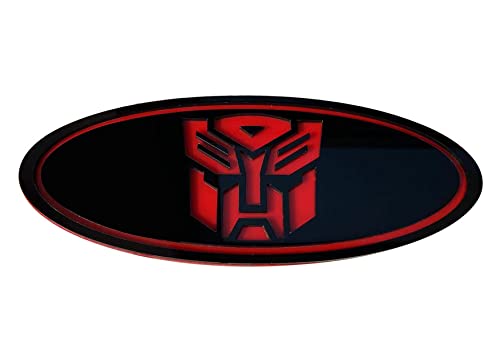 Custom Autobot Front Grille/ Rear Tailgate Emblem Badge Red Compatible with Ford F150 F250 F350 Edge Explorer Explorer Transformer (7''x2.75'' Black Red) (4L3Z-1542528-AB)