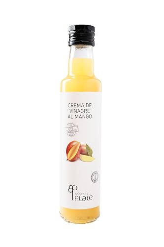 Platé Crema de Vinagre de Mango 250 ml | Aderezo tropical, dulce y natural | Ideal para ensaladas, pescados y platos creativos | Elaborado en Canarias, vegano y sin gluten