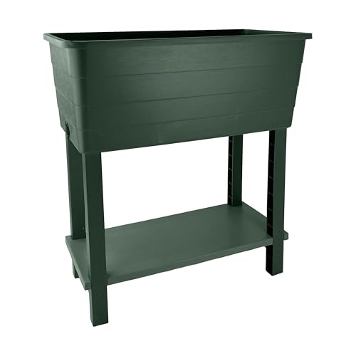 simpa XL Raised Bed Plastic Trough Planter Long Pots - Choose by Colour & Style (Double Tier, Green)