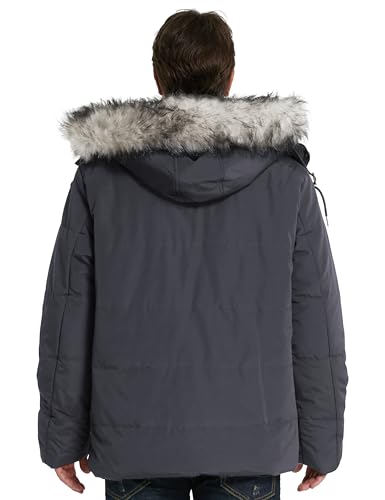 WenVen Men's Thicken Winter Puffer Coat Outwear Jacket with Hood(Gray,S) — view 6