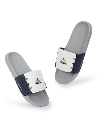 Image of CHUPPS Gt Brave White Navy Drift Orthopedic Slippers | Soft Footpharma Footbed | Breathable Ventilation Holes | Lightweight Flip Flops | Anti-Skid Chappals for Everyday For Mens